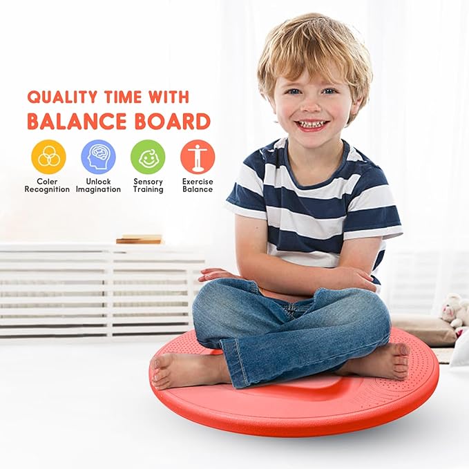Balance Board for Kids with Maze - Plastic Wobble Board for Skiing Surfing Snowboard Training, Non-Slip Sensory Rocker Board for Toddlers 3-12, Core Strength Physical Therapy Equipment & Skateboard Balance Trainer
