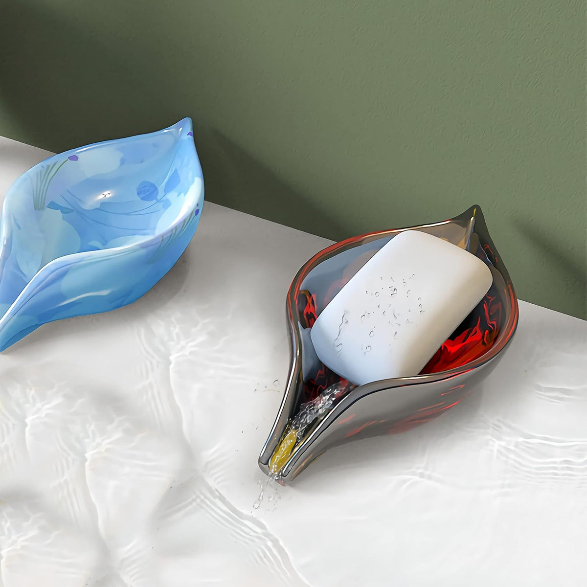 Self-Draining Leaf Shape Soap Tray - Silicone Resin Mold for Epoxy Casting, DIY Soap Holder