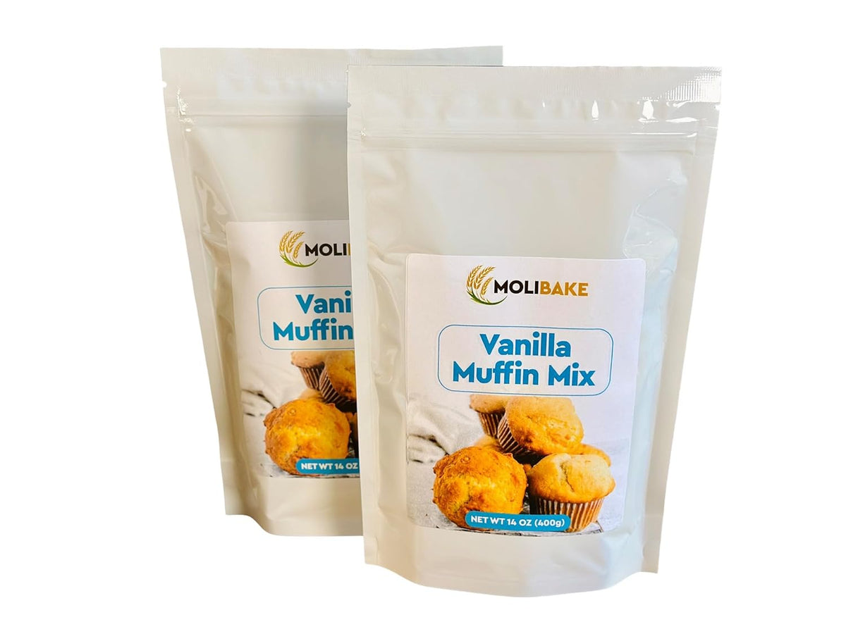 Molibake Vanilla Muffin Mix – Pack of 2 – Premium Vanilla Muffins Baking Mix for Home Oven and Muffin Maker – 14 oz – All-Natural Easy-to-Use Mix for Fluffy, Bakery-Style Homemade Muffins