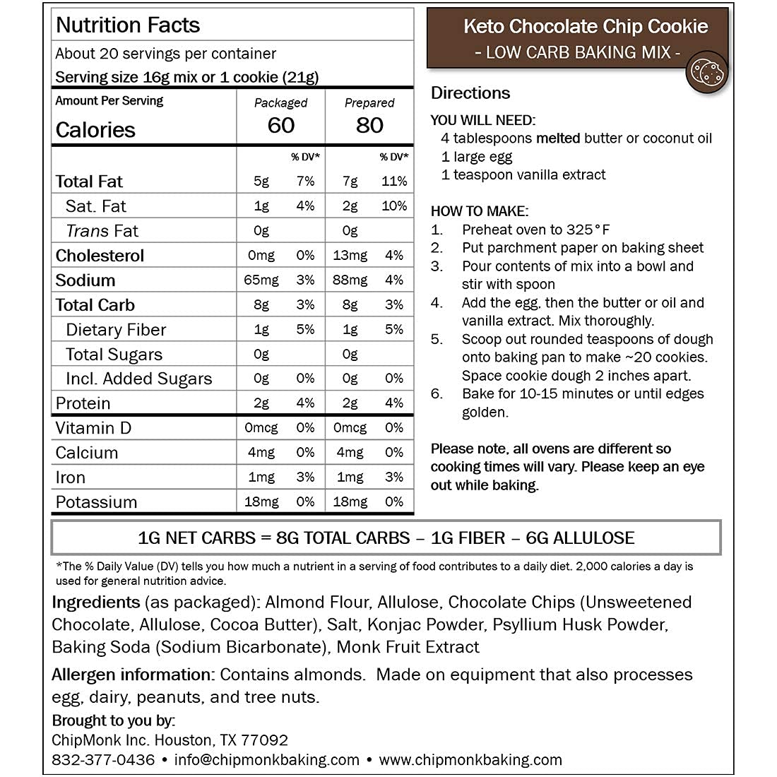 ChipMonk Cookie Mix - Zero or Low Carb Keto Friendly Snacks, Dessert, Cookies, Gluten-Free, High Fat and Protein, Low Sugar Sweet Snack Foods, Ketogenic Diet or Diabetics - Healthy, Nutrition Treats