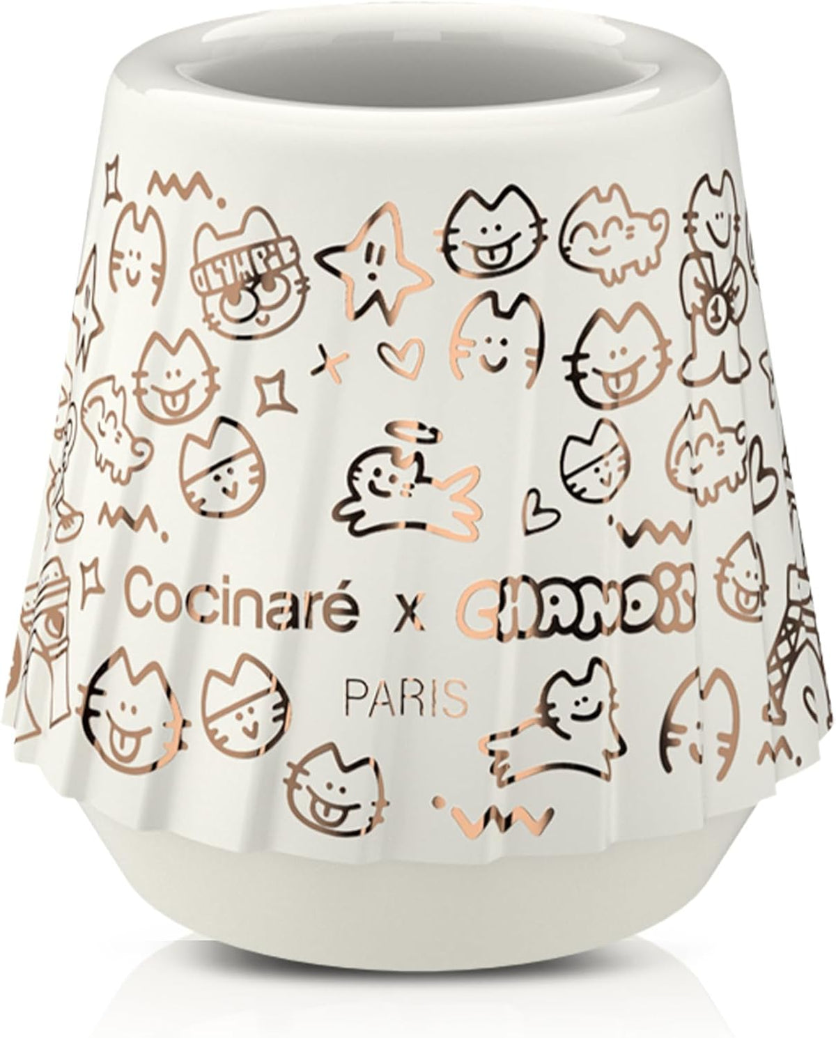 Cocinare x Chanoir KissCup Art Ceramic Espresso Cup – 2.2oz Demitasse Cup for Espresso, Pour-over coffee and Tea, Chanoir White, Art de Paris Collaboration
