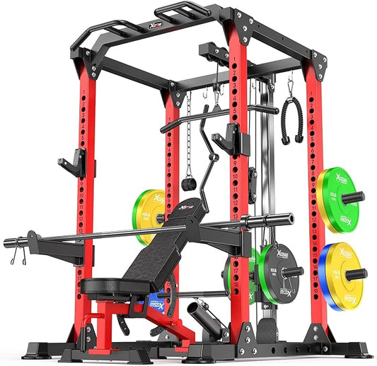 Power Rack Power Cages Multi-Function Squat Rack with Cable Crossover System Selectable More Training Attachment Weight Cage for Garage Home Gym