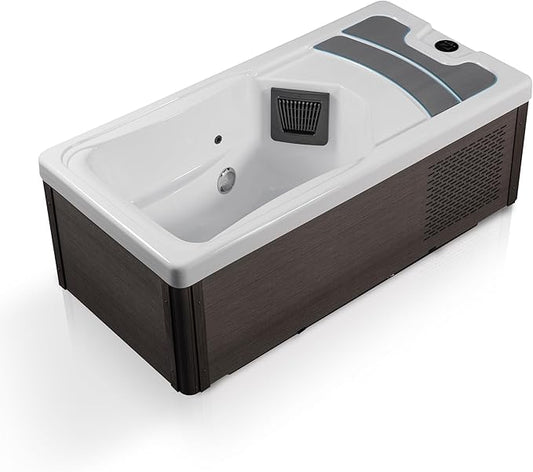 Borealis 69-in. All-in-One Cold Plunge and Hot Tub with Built-in Chiller | Acrylic Interior with 2 Jets, Bluetooth Speakers, Lights, WiFi App Control Chiller for Indoor/Outdoor Use – White