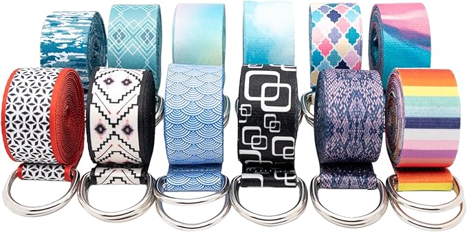 Yoga Exercise Adjustable Straps 8FT with Durable D-Ring for Pilates & Gym Workouts | Hold Poses, Stretch, Improve Flexibility & Maintain Balance