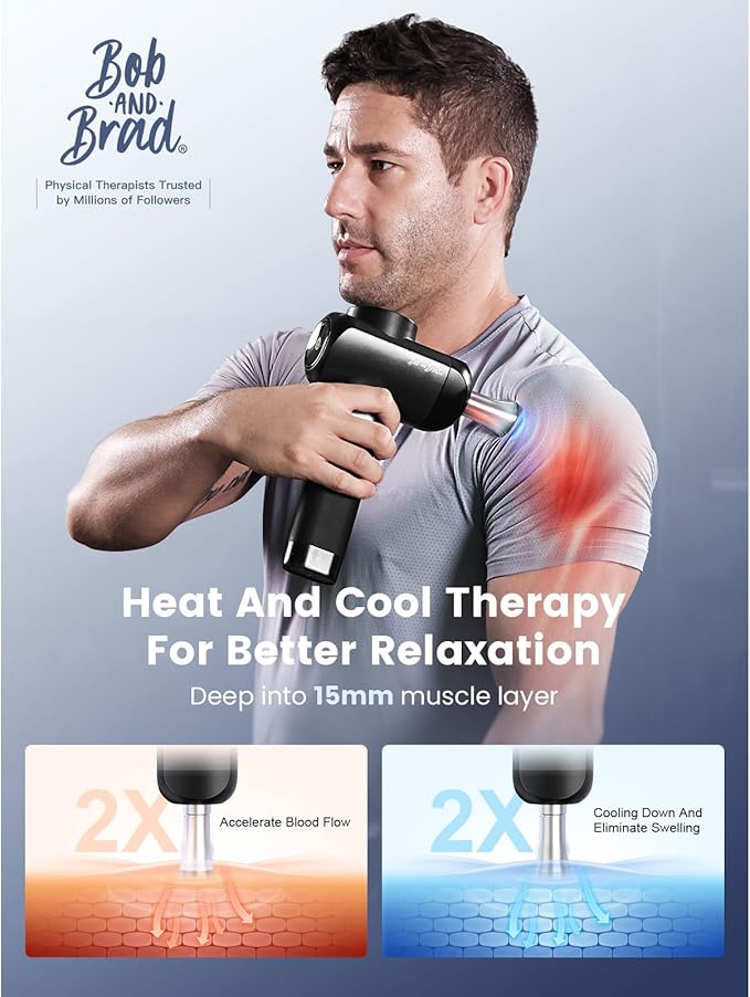 BOB AND BRAD X6 Pro Massage Gun Deep Tissue Percussion with Metal Head Therapy, Professional Muscle Massage Gun for Athletes, Electric Massager Gun for Pain Relief