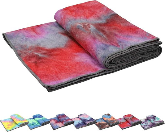 Yoga Towels , Non Slip Hot Yoga Towel Skidless Waffle Texture, 100% Absorbent Odorless Microfiber Yoga Blanket, Standard Sized 24 inchx72 inch Mat Towel (Pink & Red)1