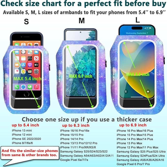 Arm Band for Phone for Running, Phone Holder for Running for iPhone & Samsung Galaxy, Cell Phone Armband Holder for Walking, Gym, Workout, w/Adjustable Strap & Zipper Pocket (Purple-S)