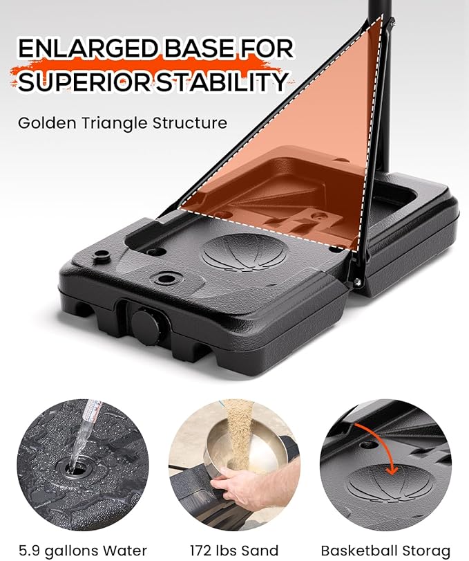 Basketball Hoop Outdoor with 45 Inch Shatterproof Backboard, Portable Basketball Goal System 4.8-10ft Height Adjustable for Kids, Youth, Adults, Backyard/Driveway/Indoor