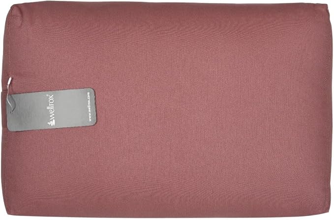Rectangular Yoga Bolster Pillow, 18" x 12" x 6", Pink Cotton