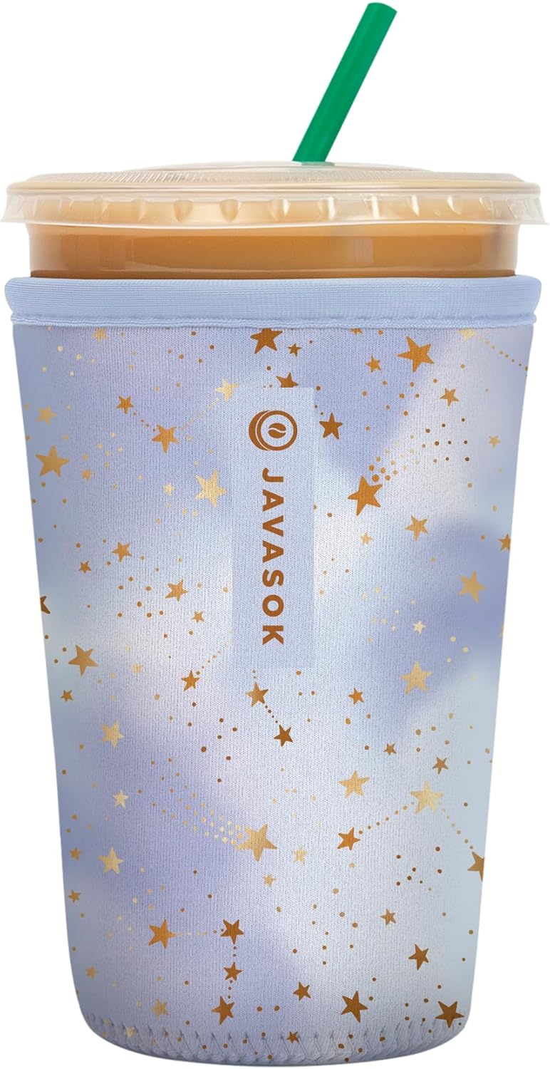Sok It JavaSok Iced Coffee & Cold Soda Insulated Neoprene Cup Sleeve (Cosmic Glitter, Medium: 22-28oz)