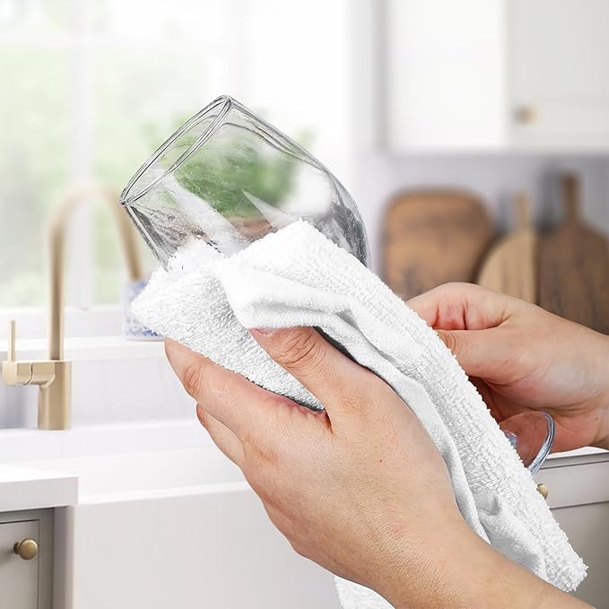 Avalon Towels Terry Bar Mop Towels (Value Pack of 60) Size 14"x17" – Absorbent and Durable, Multipurpose Cleaning Rags, Cotton Cleaning Cloths, Terry Cloth Rags, Reusable Shop Rag (White)