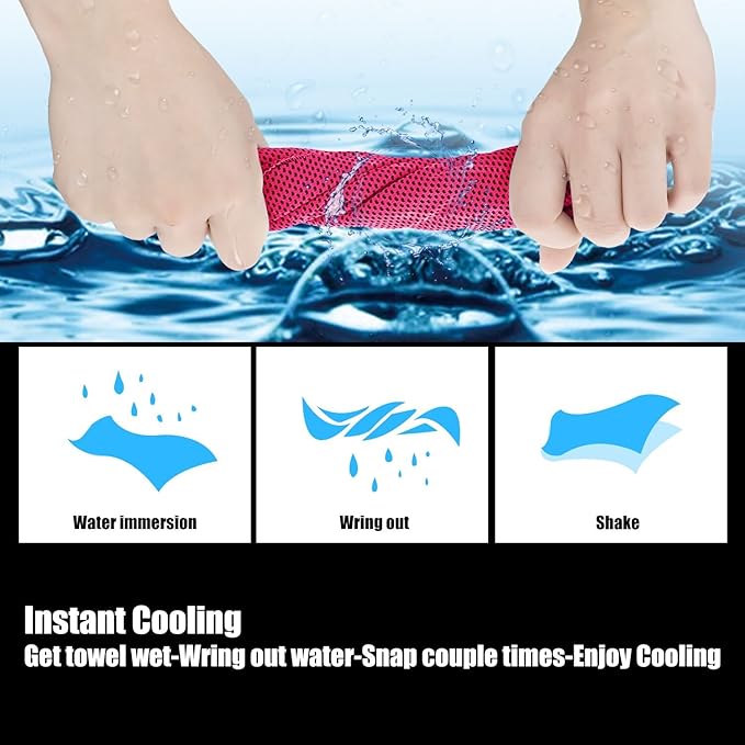 Biange Cooling Towel (Pack of 20, 40"x12") with Pouches for Sports, Workout, Fitness, Gym, Yoga, Golf, Pilates, Travel, Camping & More