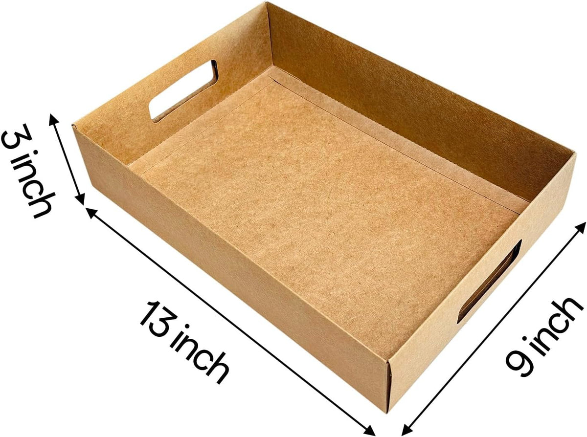 12-Pack 13" X 9" X 3" Brown Blyss Cookie Crate,Sturdy Cookie Serving Tray Great for Party Platters,Natural Kraft Paper Cardboard Tray use for Packaging and Hold Cookies,Take Out Container,Pack of 12