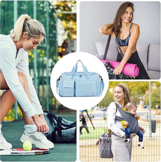 FIORETTO Women's Gym Duffle Bag with Shoes Compartment, 37L Capacity, Ideal for Travel, Gym, Sports, Duffel, Weekender