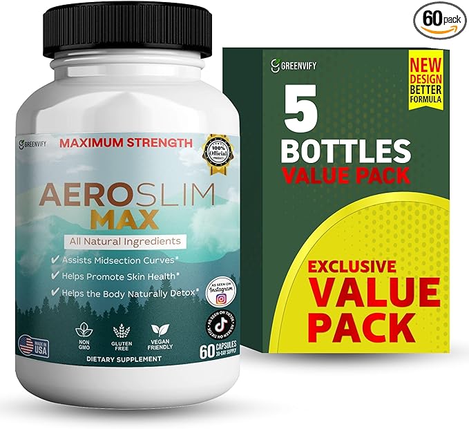 Aeroslim Max Natural Dietary Supplement, 60 Capsules, Maximum Strength, Vegan, Gluten Free, Non-GMO, Made in USA (5)