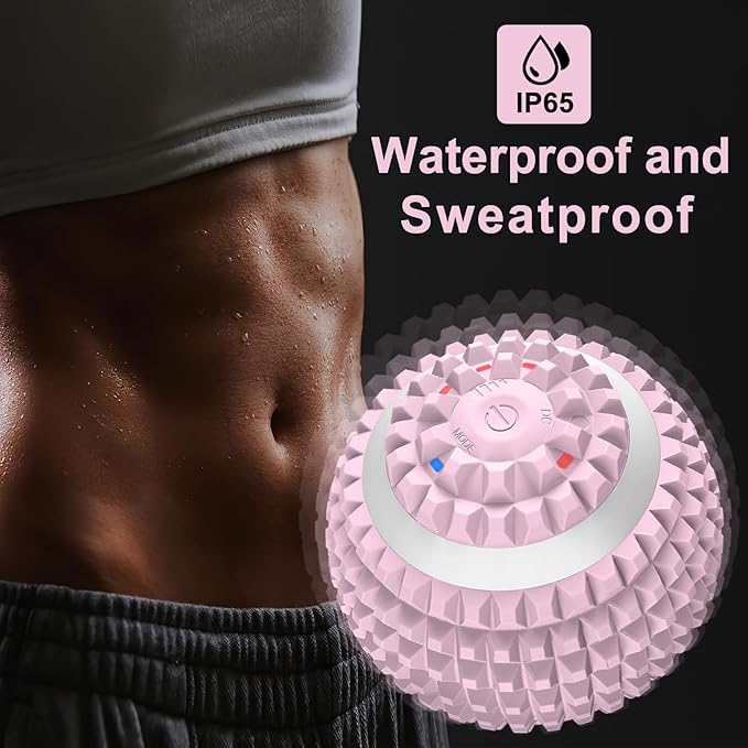 Uppye Vibrating Ball Massager, Vibration Massage Ball for Physical Therapy, Mobility Ball for Workout Recovery, Deep Tissue Massager for Pain Relief and Trigger Point Treatment (Pink)