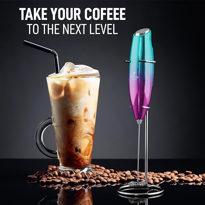 ZK Exec Series UV Milk Frother - Teal Pink Fade w Silver OG Stand