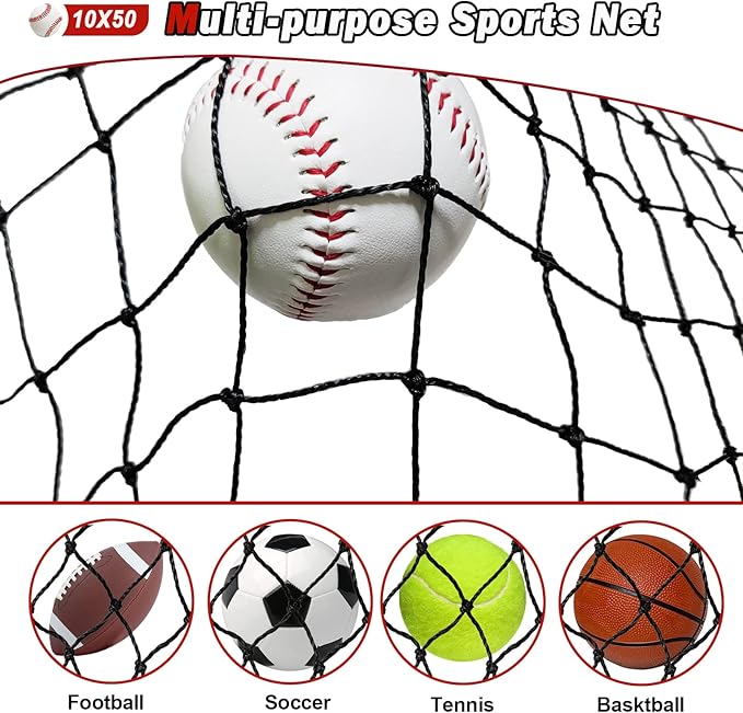 Baseball Softball Backstop Nets,Sports Net,Sports Netting Barrier,Sports Netting for Backyard,Twisted Knotted PE Net