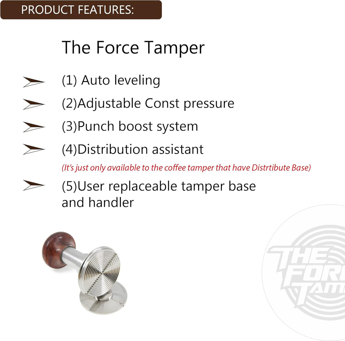 The Force Tamper Automatic Impact Coffee Tamper Adjustable Const Pressure and Autoleveling Standard Set Pro (Triangle, 58.50mm)