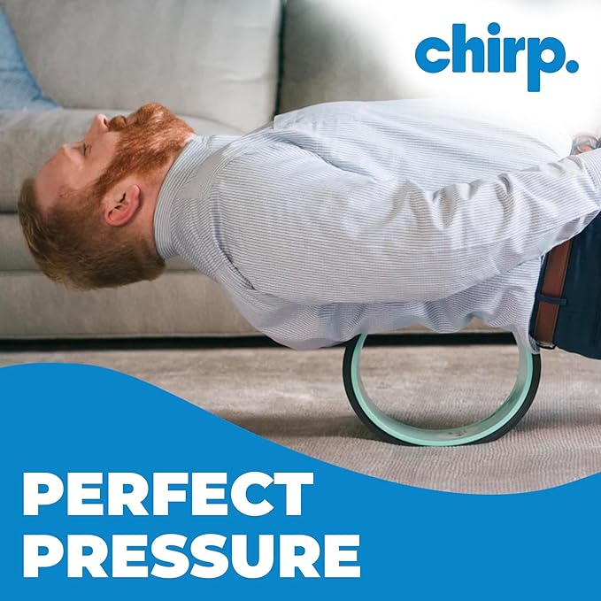 Chirp Wheel XL - Super Comfort Back Massage Roller - Wider Back Stretcher & Cracking Device, Plush Cushion, Enhanced Stability, Spinal Protection, Point Pressure | High Density Foam, Up to 500 lbs