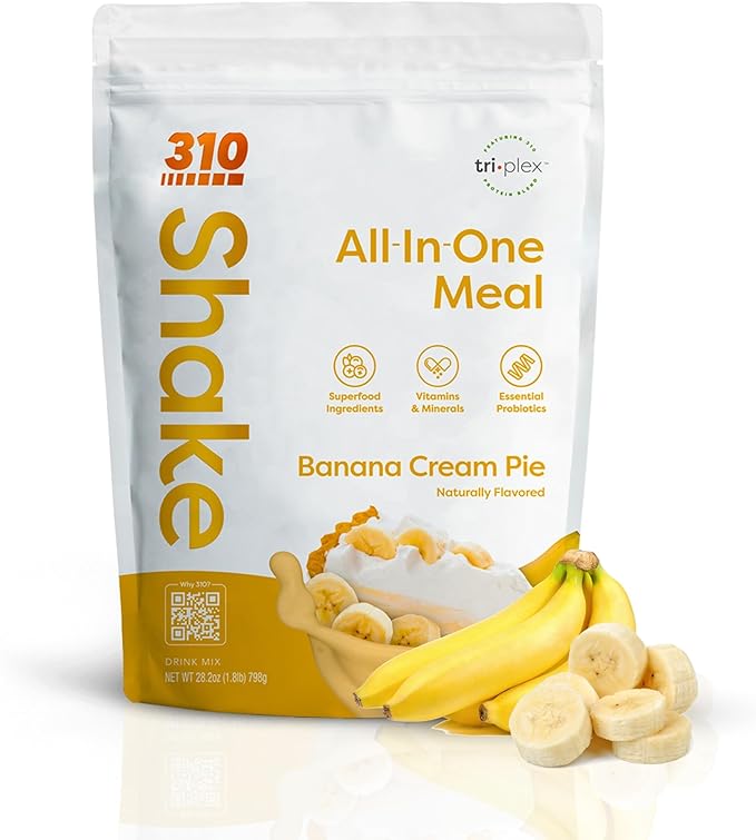 311 Nutrition All-In-One Meal Replacement Shake Powder - Plant-Based Protein Smoothie Blend w/High Fiber, Probiotics & Adaptogens - Low Carb, Vegan, Keto & Paleo Friendly - Banana Cream Pie - 28 Srv