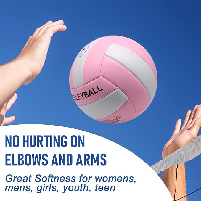 6 Pack Official Size 5 Synthetic Leather Volleyballs, Includes Pump and Net Bag, Volley Ball for Indoor and Outdoor Competition