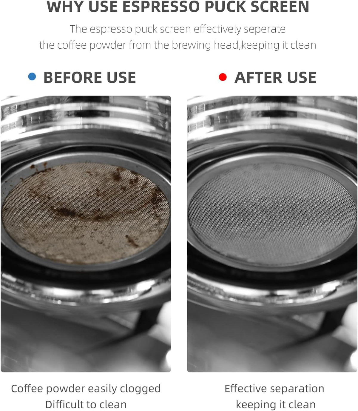 MHW-3BOMBER 51mm Espresso Puck Screen 2 Packs Metal Coffee Filter Reusable Espresso Filters for 51mm Portafilter Basket 0.8mm Thickness FG7008S-OS