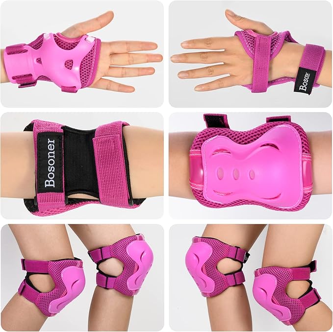 BOSONER Kids/Youth Knee Pad Elbow Pads Guards Protective Gear Set for Roller Skates Cycling BMX Bike Skateboard Inline Skatings Scooter Riding Sports