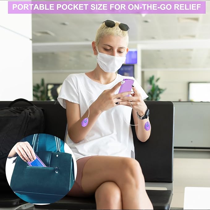 Belfiu TENS & PMS 24 Modes Muscle Stimulator for Pain Relief Therapy, Electronic Pulse Massager Muscle Massager with 10 Pads, Dust-Proof Drawstring Storage Bag, Fastening Cable Ties