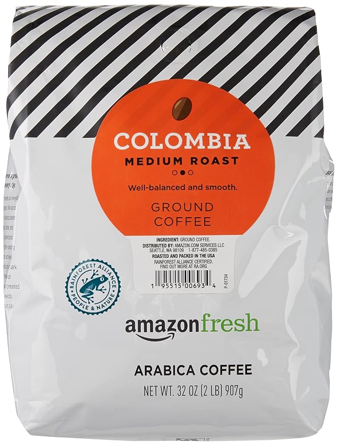 Amazon Fresh, Colombia Ground Coffee, Medium Roast, 32 Oz