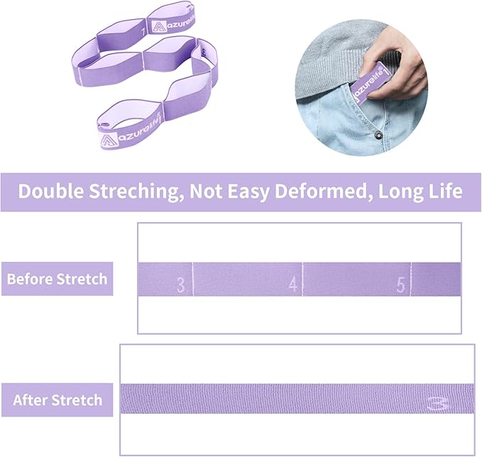 Premium Durable Stretch Straps with Loops, Stretching Strap for Physical Therapy, Multi-Loop Yoga Strap Fitness Exercise Strap for Yoga, Pilates, Dance, Flexibility&Exercise
