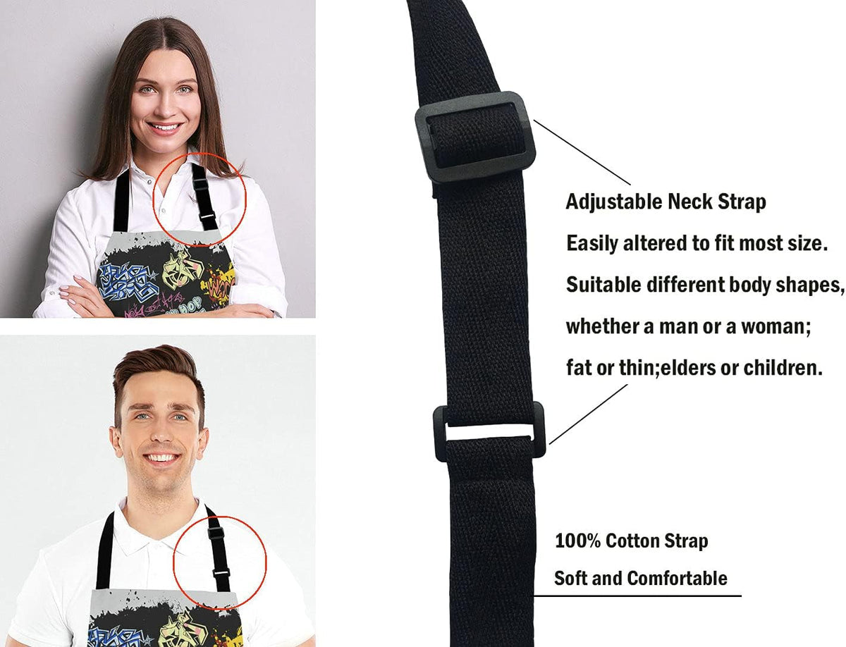 Art Contemporary Digital Painting Portrait of an Afro American Woman Face Adjustable Bib Apron Kitchen Cooking Baking Gardening Apron for Women Men