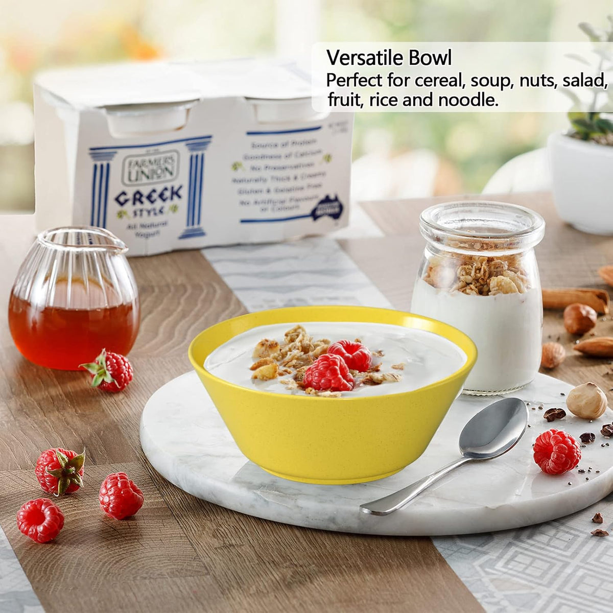 Unbreakable Large Cereal Bowls Set of 6, 32 Ounce BPA-Free Microwave and Dishwasher Safe Salad Bowls, Stackable Color Kitchen Set for Serving, Soup, Oatmeal, Pasta, Noodles - 6 Colors