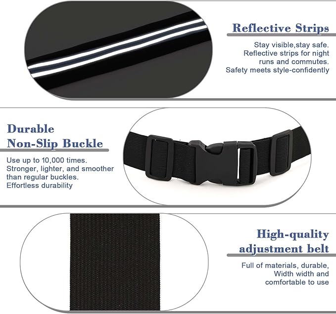 2 Pcs Running Belt for Men and Women, Slim Running Belt, Reflective Waterproof Double Pocket Design, Suitable for Running, Cycling, Mountaineering and Other Sports (Blue, Green)