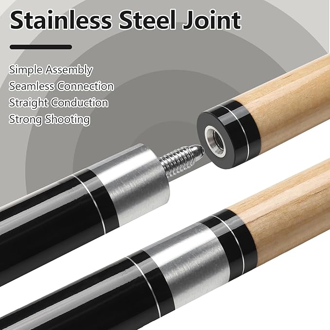 Billiard Cues Stick, 58" Pool Cues Canadian Maple Wood Leather Pattern Grip 18 19 20 21 oz Pool Cue Stick for Bar House Pool Table Sports