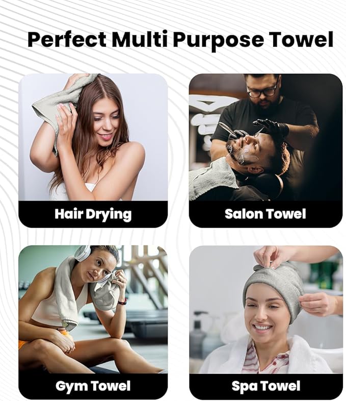 Avalon Salon Towel - Silver Hand Towels Bulk Pack of 24-100% Cotton Absorbent Spa, Facial & Gym Towels for Working Out - 16x27 Inches (Not Bleach Proof)