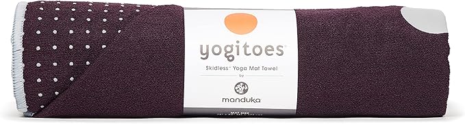 Manduka Yogitoes Yoga Towel – Rubber Grip Dots Non-Slip Bottom, Quick Dry Fitness Towel for Hot Yoga, Pilates, Exercise