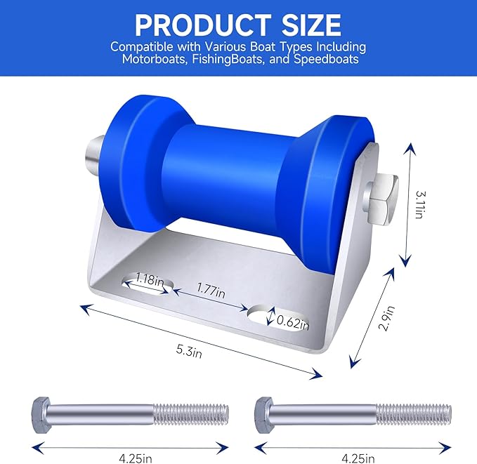 4INCH/5INCH Updated Boat Trailer Rollers with Brackets Blue Keel Roller Assembly Galvanized Steel