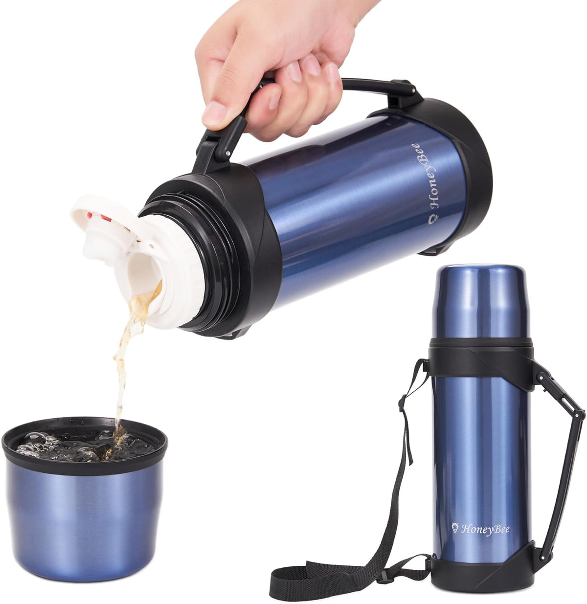 HoneyBee Insulated Water Bottle41 Ounce For Hot & Cold Drink, 18/8 Stainless Steel Vacuum Insulation BPA Free, Travel Keep Liquid Hot For 24 Hours (Starry Blue)…