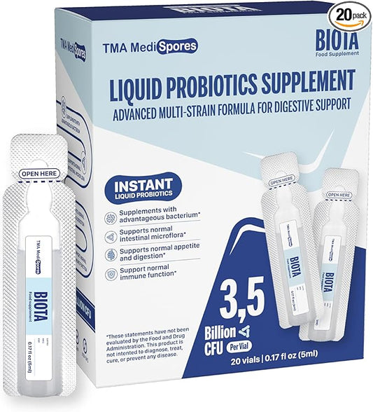 Biota Probiotic Drinks for Digestive Health & Immune Support,Fast Acting Support Stomach Constipation, Digestive Daily Probiotic for Adults, Kids, Gluten, Sugar Free & Non-GMO, 20 Servings