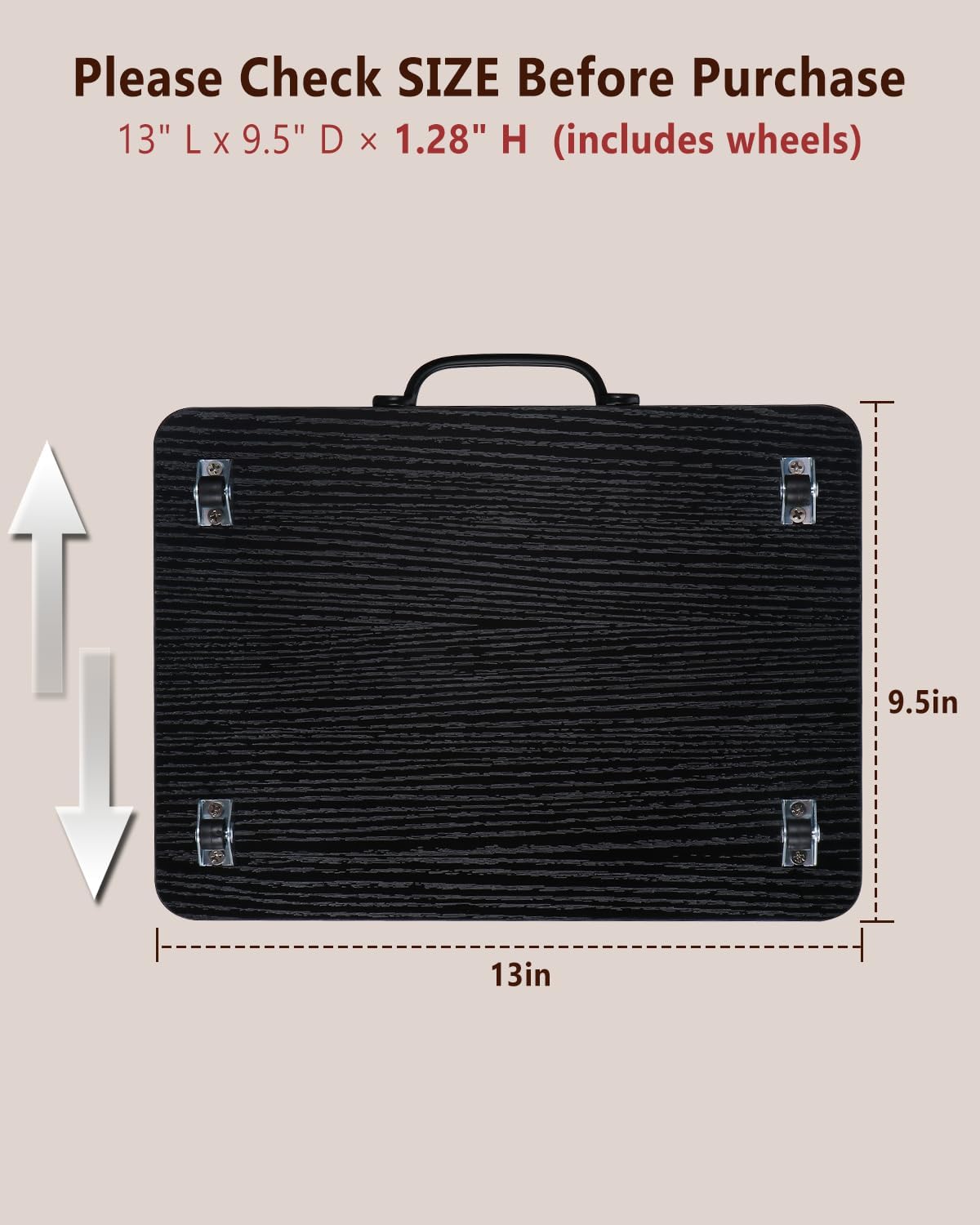 Appliance Slider, Sliding Tray for Coffee Maker, Coffee Pot Slider for Countertop, Kitchen Appliance Rolling Tray with Rubber Wheels,Medium - Wide, Black (13” x 9.5”)