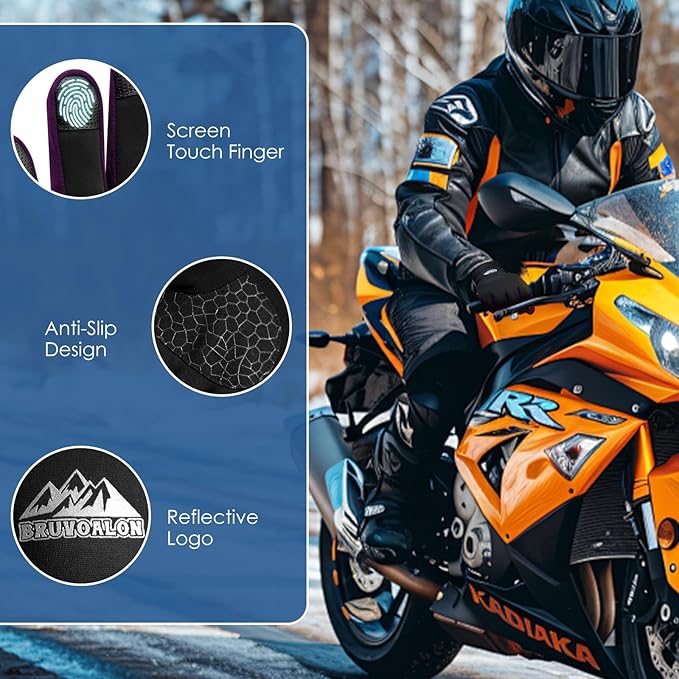 Bruvoalon Winter Gloves for Women & Men, 3M Thermal Insulation, Lycra Fabric, Windproof, Touchscreen, Anti-Slip, Cold Weather