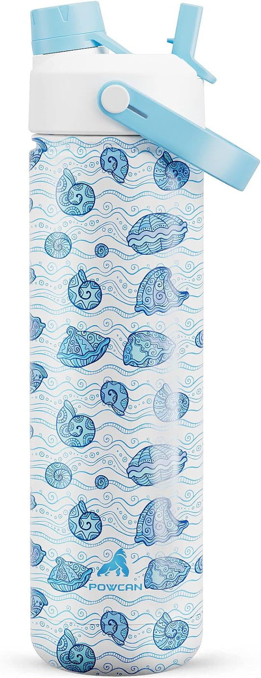 26 oz Insulated Water Bottle with 2-in-1 Straw and Spout Lid, Keep Cold 24H, Leak-Proof, Fits in Car Cup Holder, Stainless Steel Water Bottle for Sports, Travel, Gym, and School (Tidal Echo)