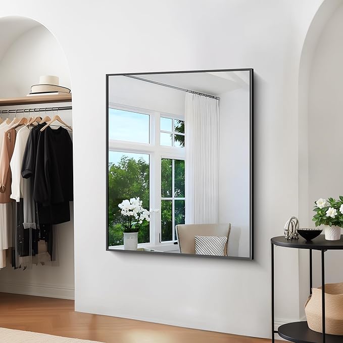 Bathroom Mirror,40x48 inch Bathroom Mirrors for Over Sink,Large Wall Mirror for Bathroom Wall Mounted Rectangle Mirrors,Black Vanity Mirror for Living Room,Bedroom Entryway,Horizontal/Vertical