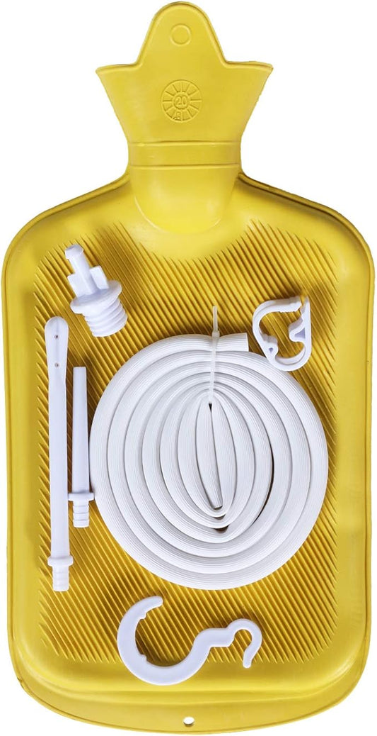 Abyclean Enema Bag Kit Rubber Anal Douche Vaginal Douche Enema Cleaner for Women’s or Man’s Health (Yellow, 2L)
