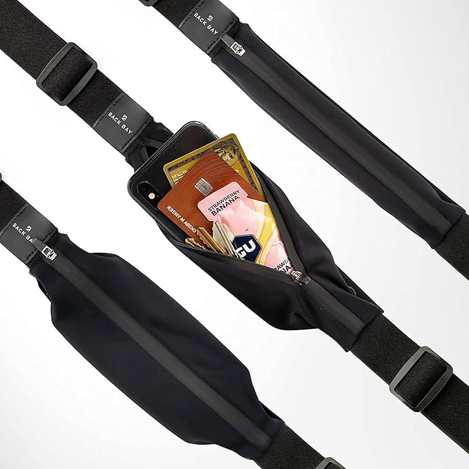 Back Bay Reflective Running Belt for Women & Men [Fits ALL Phones], Runners Fanny Pack, Money Belt, Reflective Running Gear, Waist Bag Workout Gear, iPhone Runner's Phone Holder Waist Pack