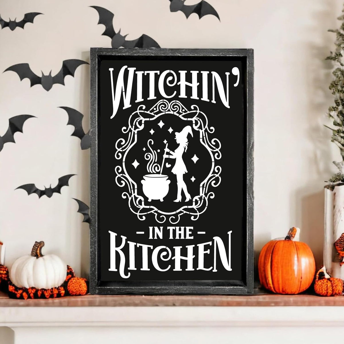 Halloween Stencils for Painting 11.7”x8.26” Reusable Halloween Stencil A4 Skeleton Witch Black Cats Draw Templates for Wood Signs Walls Windows Door Mat Fabrics