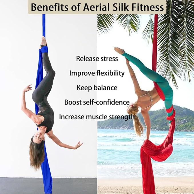 15/25 Yards Aerial Silk Professional Indoor Aerial Yoga Hammock Fabric Outdoor Fitness Silk for Dance, Circus Training, Home Gym