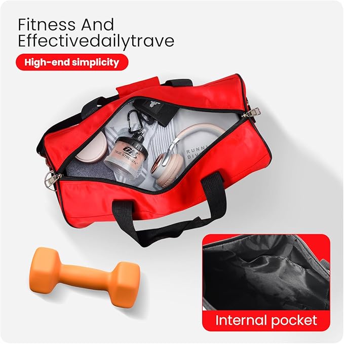 C&F BOGMOST Small Gym Bag for Travel & Duffel - 17 Inch Lightweight Carry On Bag for Men & Women, Mini Duffel Bag,Perfect for Sports, Weekend Trips, and Overnight Stays, Red
