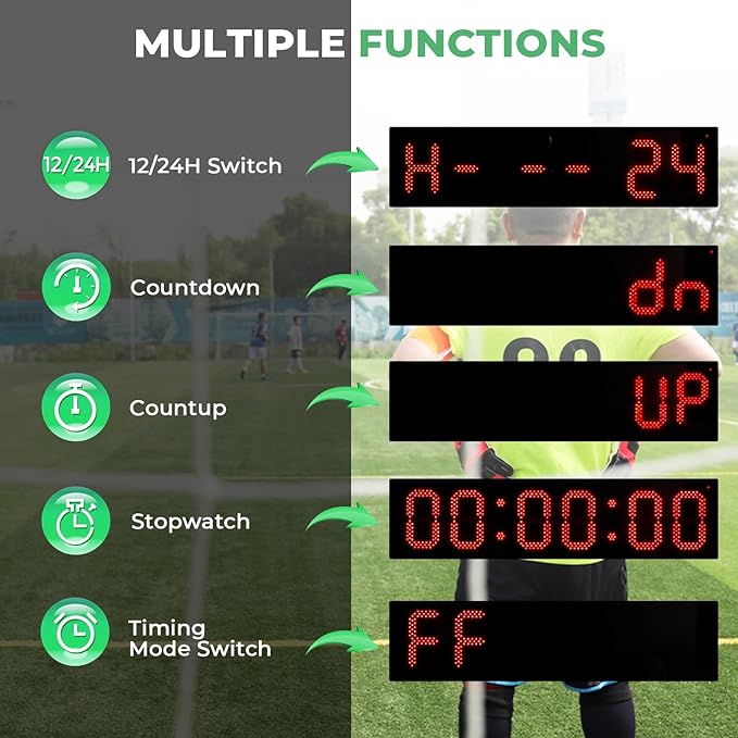 6.4FT High LED Large Timer Race Clock with Tripod Cordless Countdown/up Clock Stopwatch with IR Remote Control for Sports Race, Running Events, Marathon